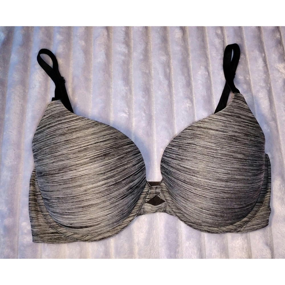 34DD Victoria's Secret Perfect Shape Bra Push Up Bra T Shirt Bra Gray Grey Black